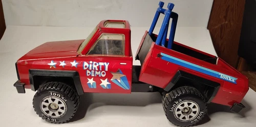 1983 Tonka Dirty Demo Red Chevy Pressed Steel 14" Long Pickup Truck USA