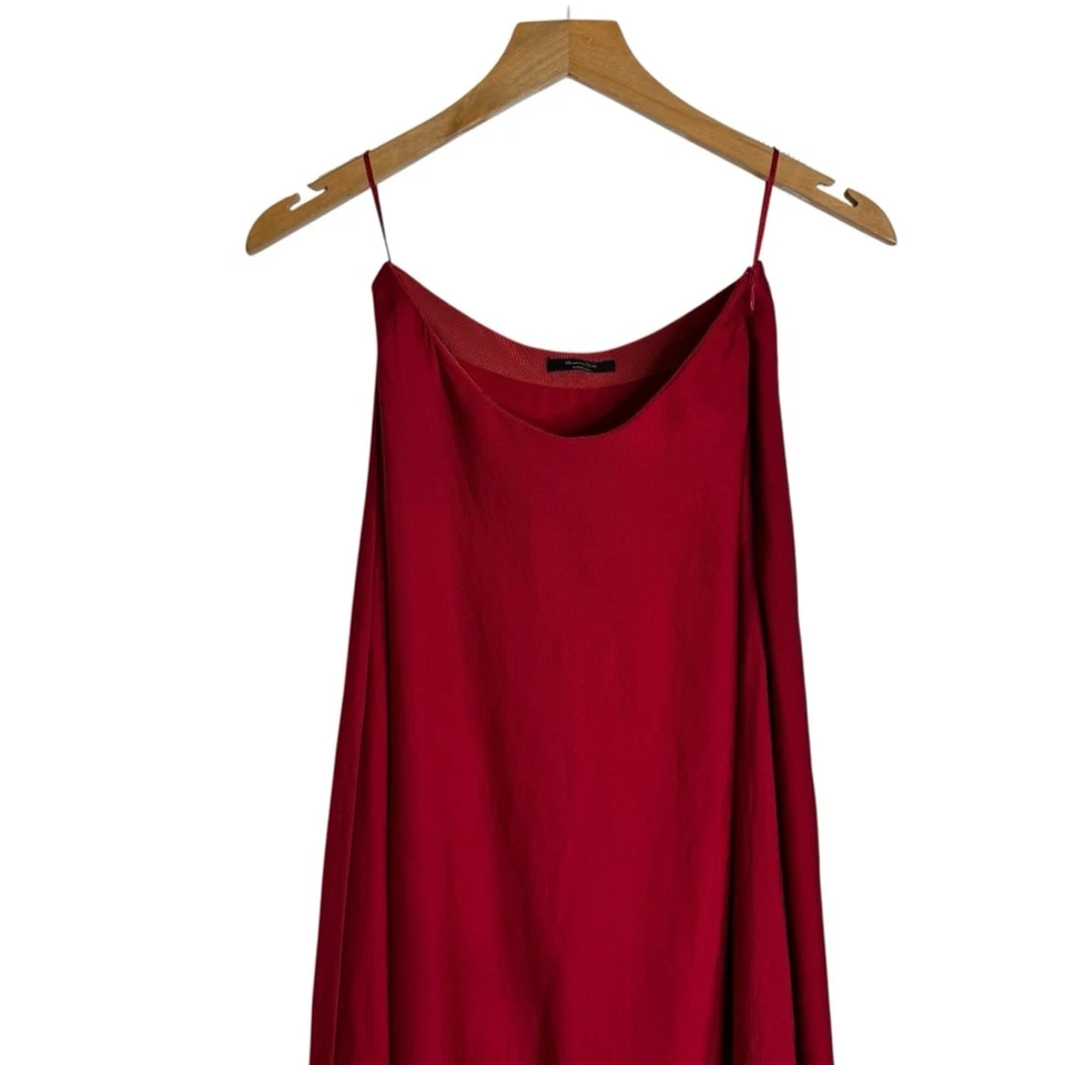 Massimo Dutti красный атласный Midi юбка женщин размер 2 минималистский - Изображение 3 из 4