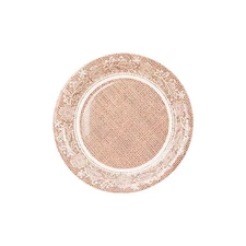 25 Natural 9" Burlap Print Floral Lace Paper Dinner Plates Party Events Supplies