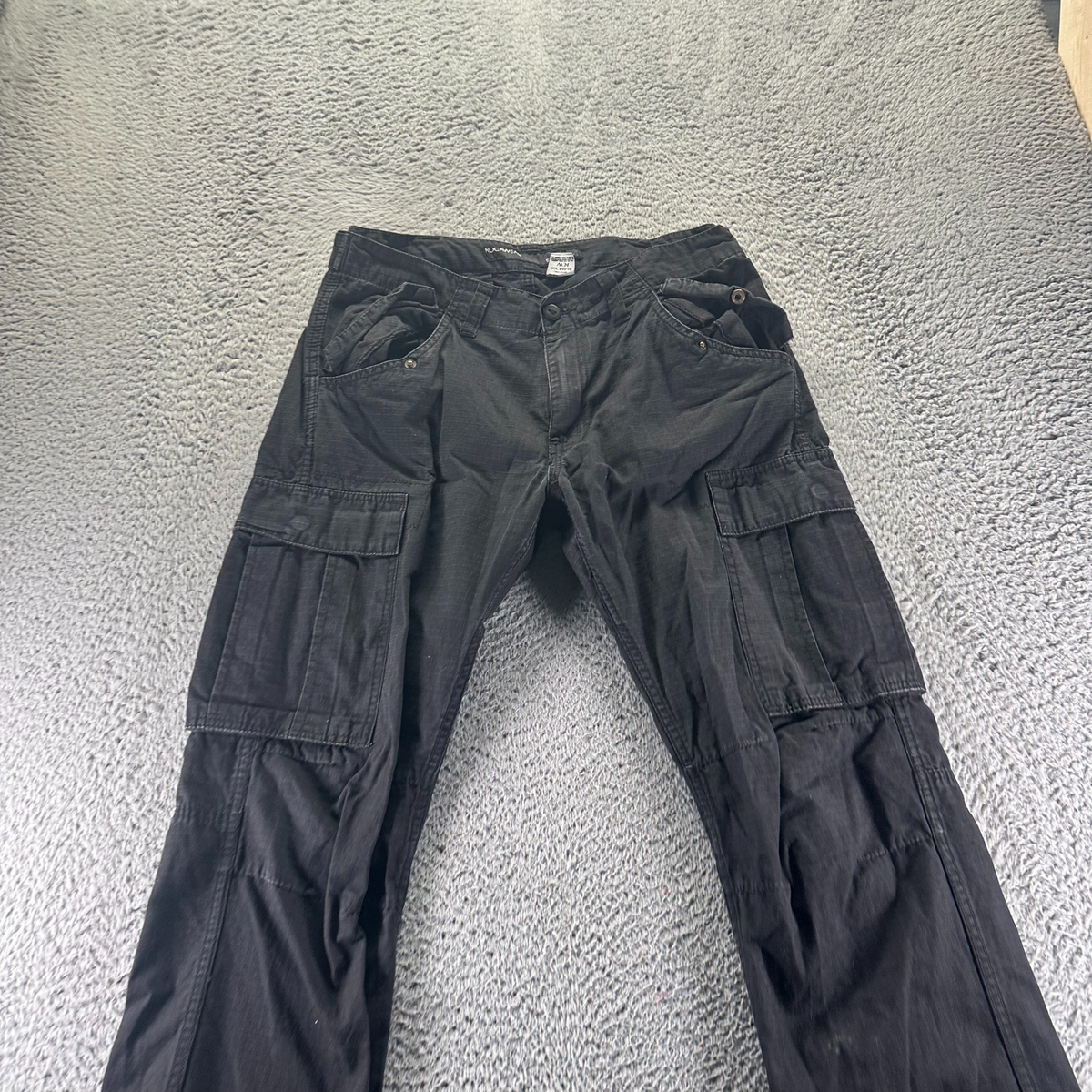 Rocawear Pant Mens 34x33 Black Cotton Denim Cargo Straight Leg