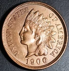 1900 INDIAN HEAD CENT - With LIBERTY & Near 4 DIAMONDS - AU UNC
