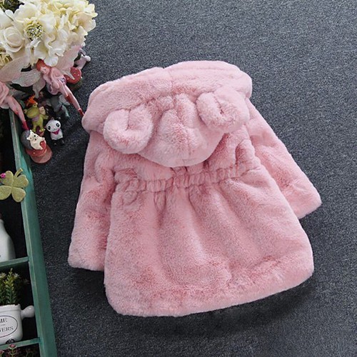 Kids Girls Kids Faux Fur Winter Warm Coat Puffer Fur Hooded Parka Jacket Outwear - Picture 7 of 11