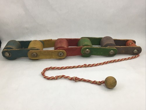 Playskool Wooden Pull Toy Track Wheels Folding Colorful Wood Toy Vintage - Picture 7 of 12