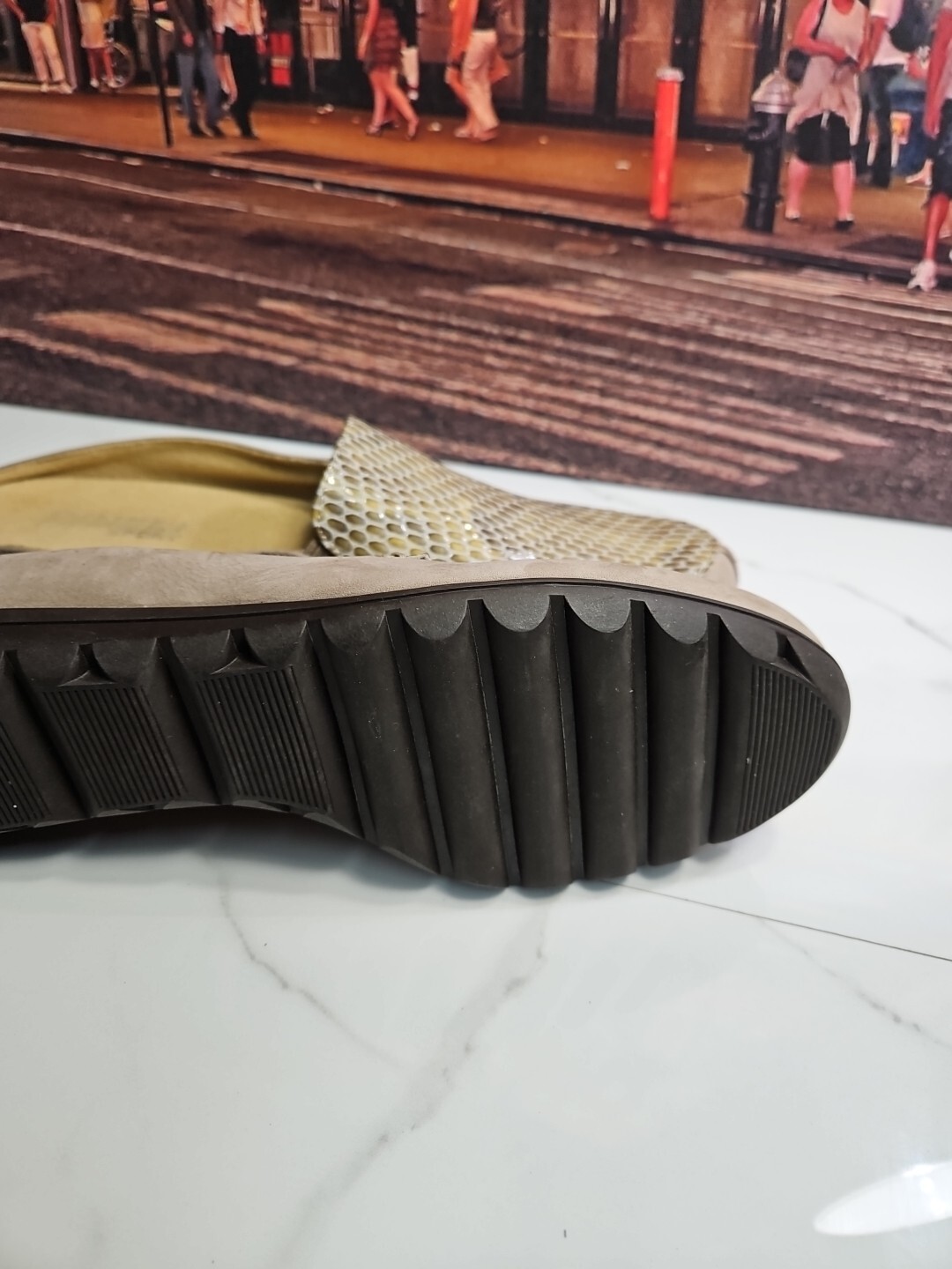 Omneli Sport Beige Leather/ Python Pattern Slip-O… - image 7