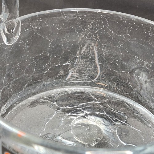 Blenko Bubble Glass Pail Basket Hand Blown Art Glass Clear w Original Tag 1980s - Picture 21 of 24