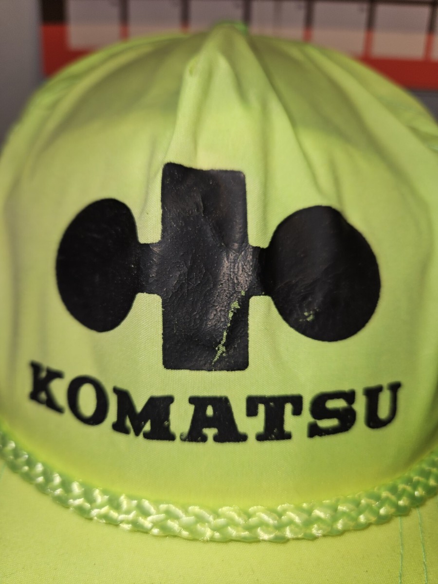 Vintage 1970s 1980s Komatsu Equipment Hat Trucker Cap Neon Green