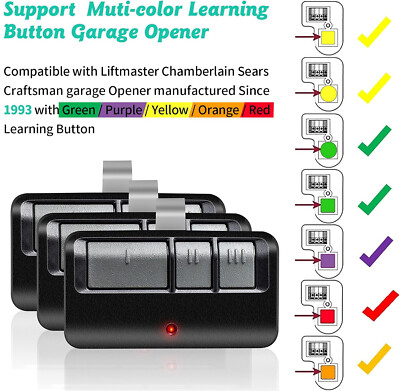 1x~3x 893LM For Chamberlain Liftmaster Craftsman Garage Door Opener 3 Button US