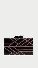 ZARA Plastic Minaudiere Black Sparking Pink BOX CLUTCH BAG HANDBAG SHOULDER BAG