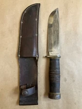 Vintage Cattaraugus 2250 Fighting Hunting Fixed Blade Knife W/ Sheath