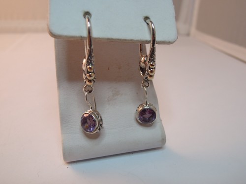 NEW BALI COUTURE SS/18K PERIDOT/BLUE TOPAZ AMETHYST INTERCHANGEABLE DROP EARRING - Picture 7 of 8
