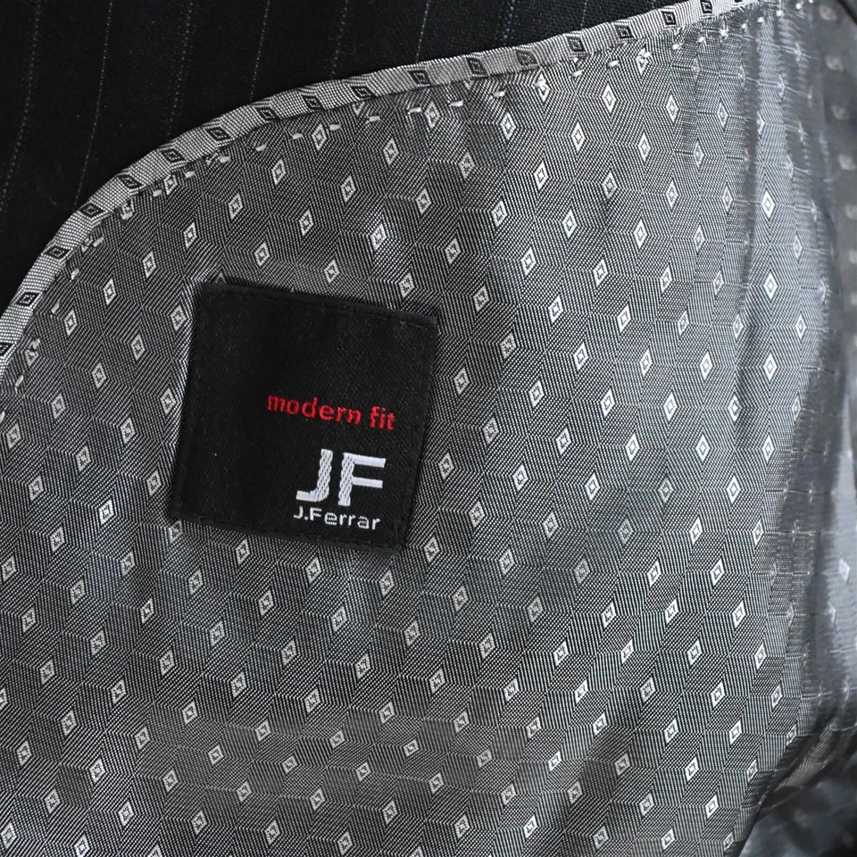 J Ferrar Modern Fit 42R 34x30 Gray Stripe Mens Coat Jacket Pants Suit - Image 4 of 4