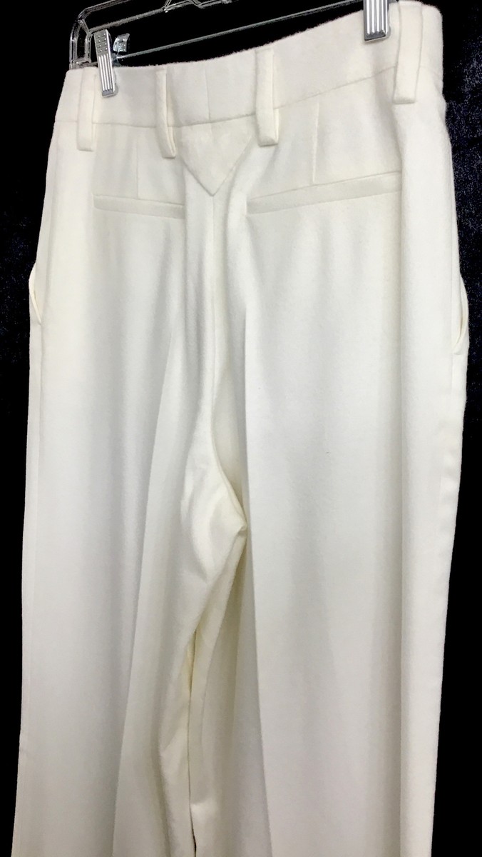 Prada Slacks Pleated Off-White Cashmere Wide Straight Leg