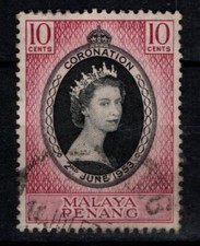 Malaya Penang 1953 Queen Elizabeth II Coronation SG27 Used