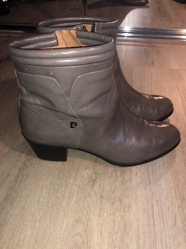 Pierre Cardin Mujer Gris Tobillo Cuero Botines Moda Talla 7.5 - Imagen 2 de 12