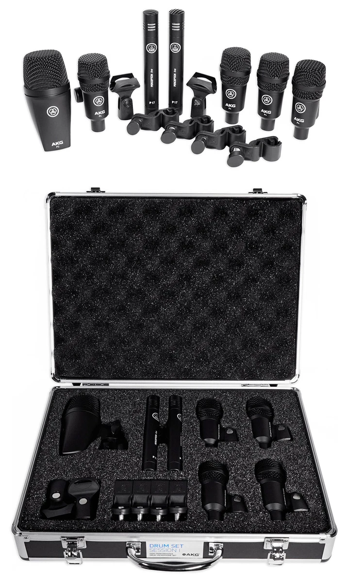 AKG Drum Set Session I (7) Microphone Kit w/  Bass/Overhead/Snare/Tom+Clamps+Case