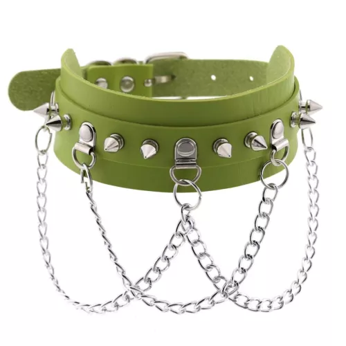 Punk Gothic Spike Rivit Choker Halsband PU Leder BDSM Halskette 16 Farben - Bild 24 von 36