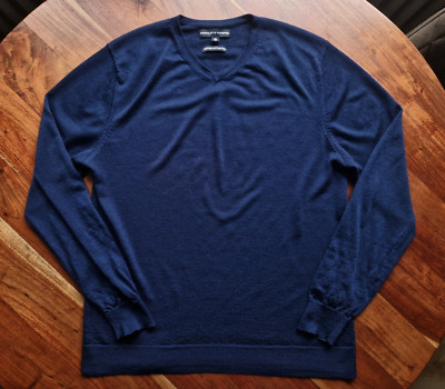 P&C  Finshley Harding Herren Pullover blau 100 % Merinowolle 50 M Slim
