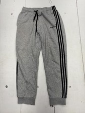 Adidas Gray Black Stripe Drawstring Cuffed Leg Sweatpants Mens Size Medium