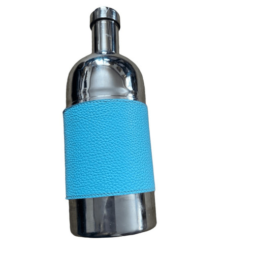 Pier 1 Imports Stainless Steel Martini Shaker Faux Blue Leather Band *Nice*