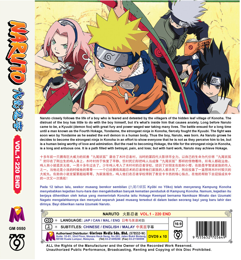 NARUTO 1-220End. Tri-Audio (Japanese, Cantonese, English Dub
