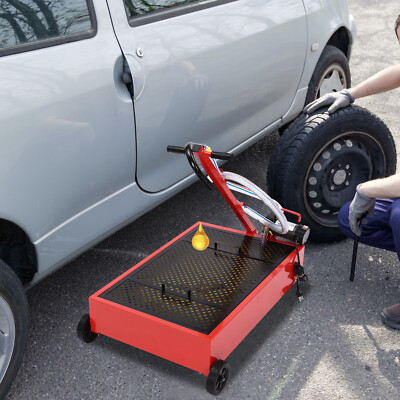 #ad 75.71L 20 Gallon Oil Drain Pan w Pump amp; Rotatable Handle Oil Drain Tank Cart $177.47