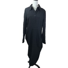 NWT- Pretty LittleThing Plus- TEXTURED RUCHED SIDE MIDI SHIRT DRESS - Size 14