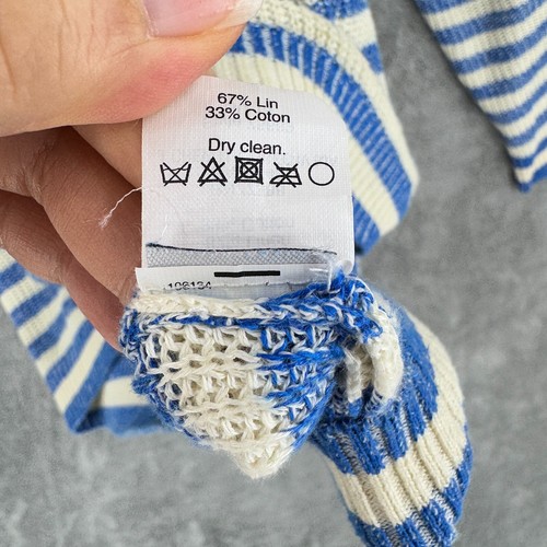 J Crew Sweater Womens Small Striped Linen Blend Pullover Nautical Lightweight - Picture 6 of 8