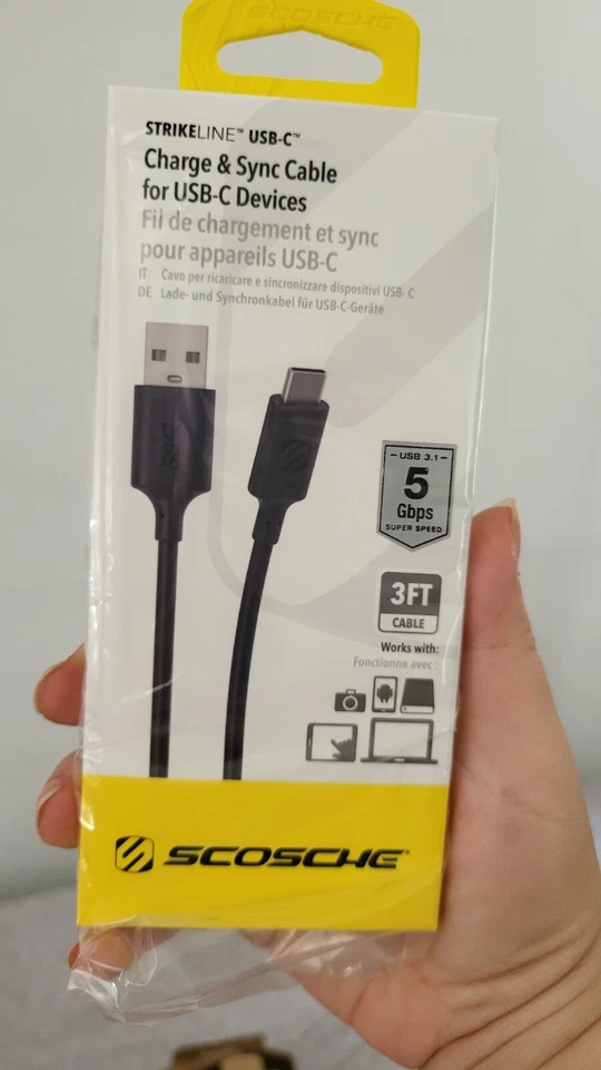 80件装批量SCOSCHE STRIKELINE充电和同步-A转C电缆-黑色 — 第 3/4 张图片