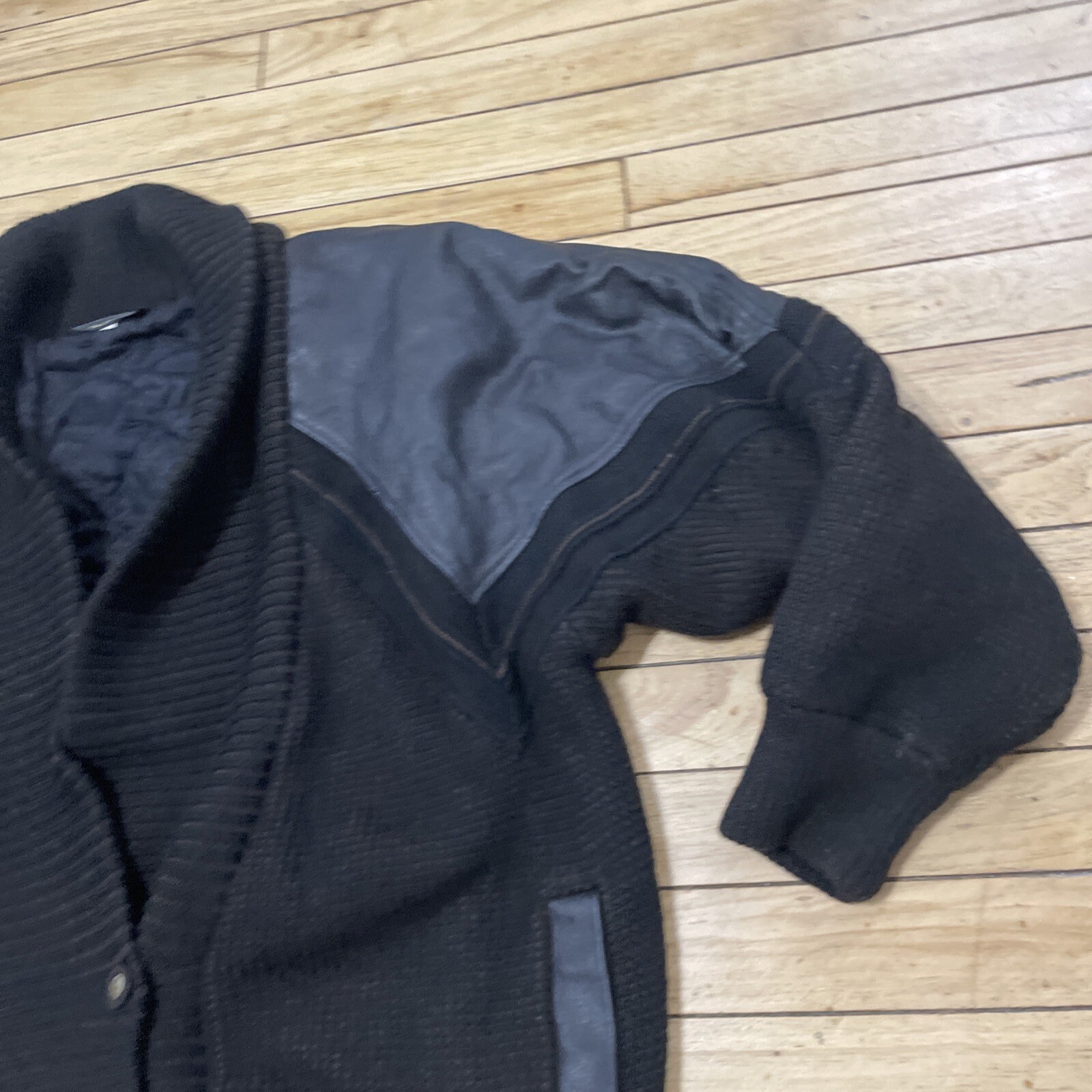 BARCELINO Leather Patchwork Cardigan Jacket Men 5… - image 16