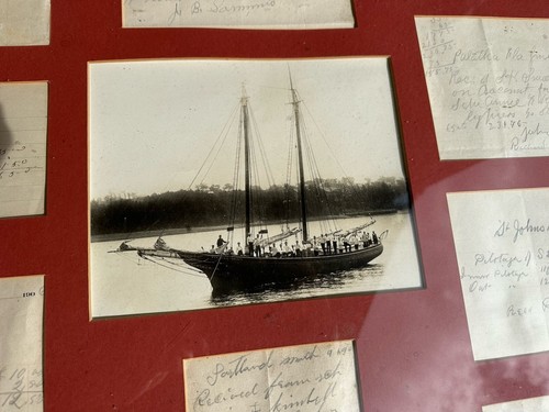 Antique Maine Shipbuilding Framed Ephemera 1900s Sailmakers Steamboat Seabago - Picture 7 of 13