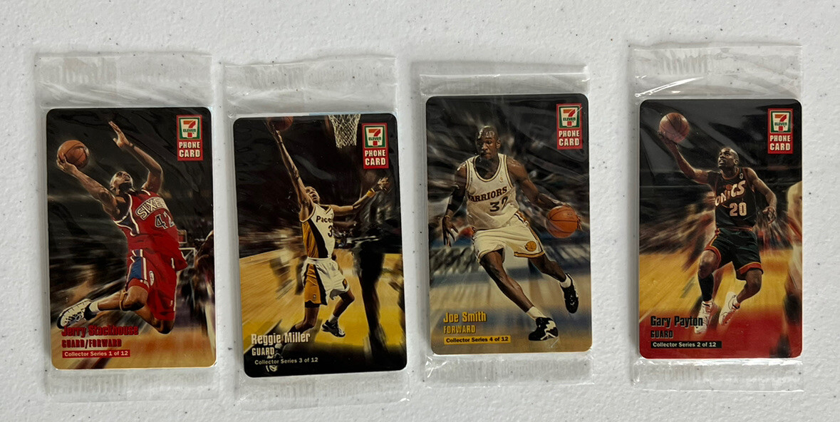 NBA 7 Eleven Phone Card Collector Series SEALED Basketball 1-4 Miller, Payton