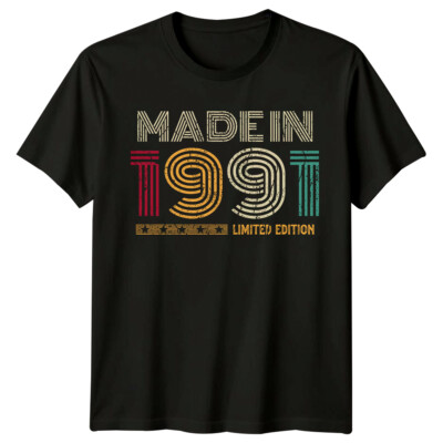 Made In 1991 Herren T-Shirt 35. Geburtstag Geschenk Vintage 35 Jahre