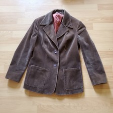 Velvetty Brown Vintage Eastex Cotton Blazer Jacket, Made In England. Size 33 M