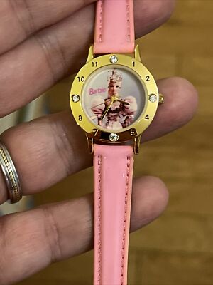 VTG Mattel Barbie Wristwatch Watch Gold Tone Case Bezel With  display picture 3
