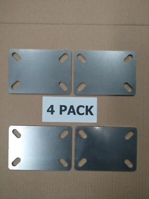 CUSTOM PARTS UK 4 X Caster wheel Fixing Base Plate steel weld on profile Trolley Feet. 4 PACK