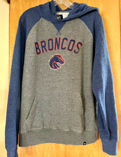 MEN'S  47 BRAND DENVER BRONCOS NFL FOOTBALL GRAY BLUE HOODED SWEATSHIRT HOODIE L