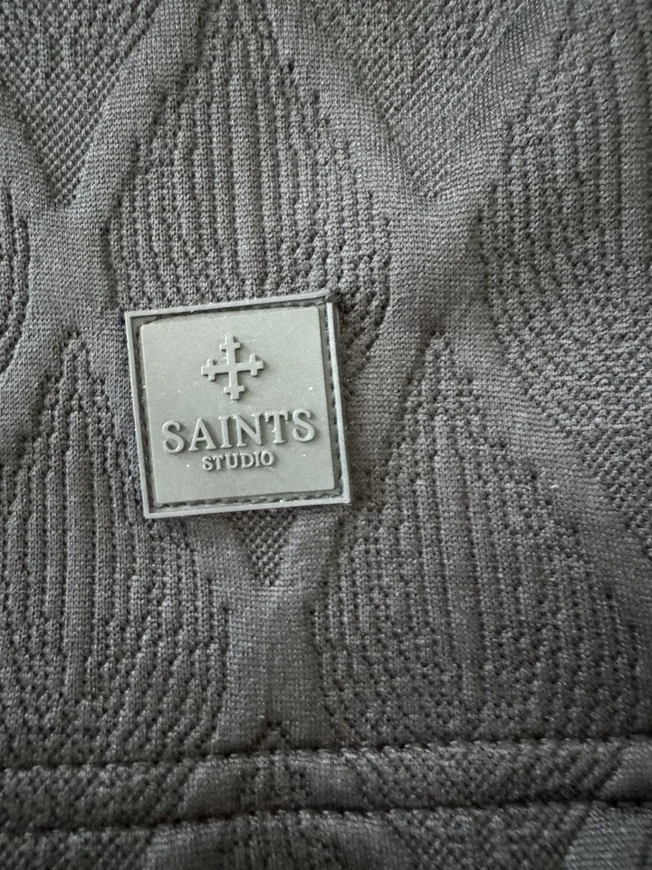 SAINTS Studio Hombre Manga Corta Abotonada Talla M Negro Foto 3 de 4