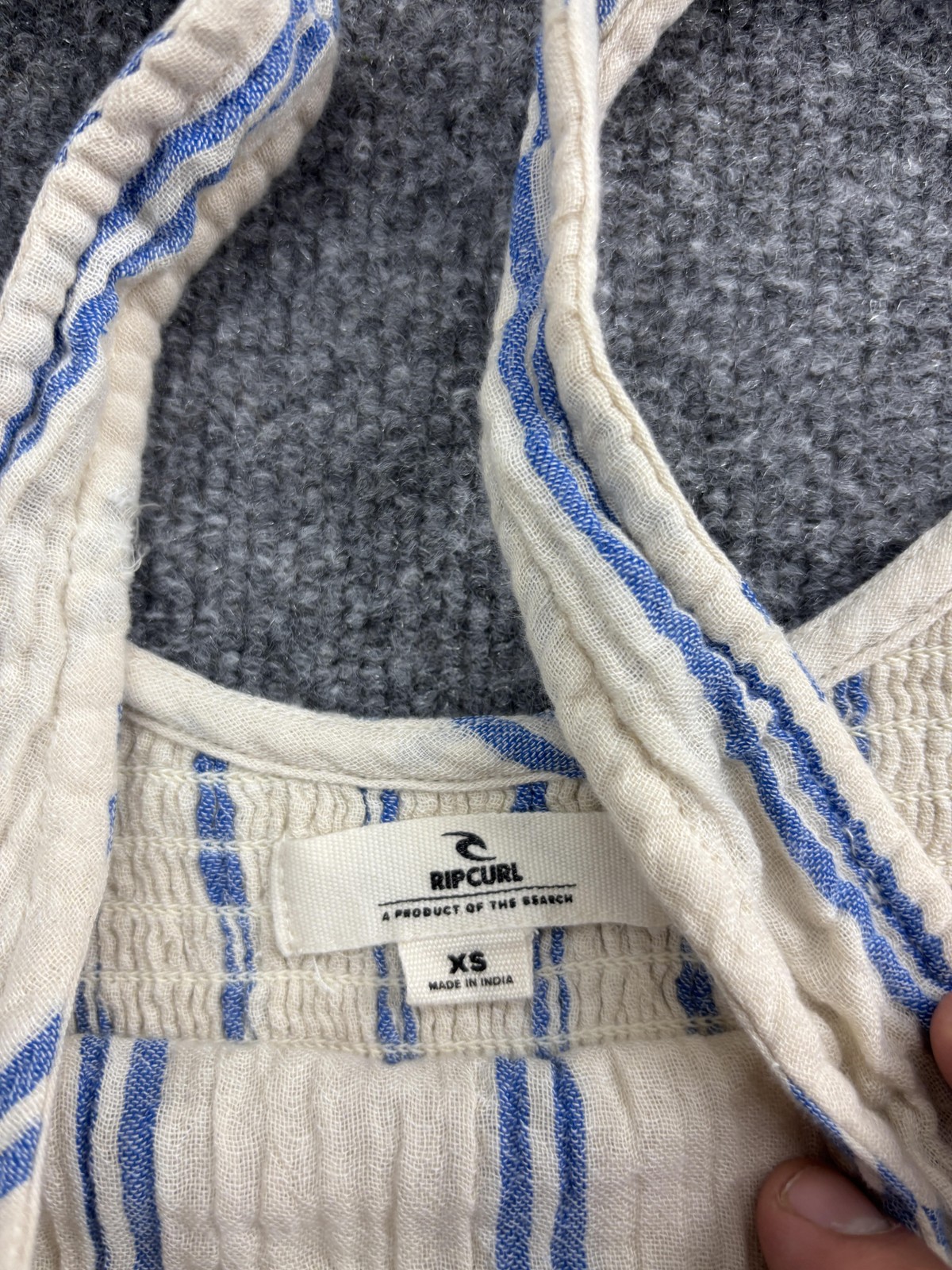 Rip Curl Romper Womens XS White Blue Stripe Sleeveless Cotton Jumpsuit Beachy