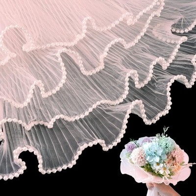 3 PCS Pink Pearl Mesh Floral Net Yarn Flower Bouquet Wrapping Paper 4.37 Yd