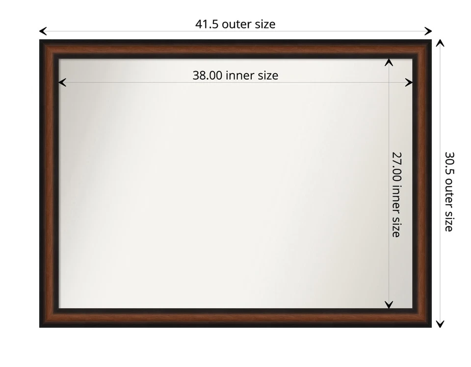 Espejo de Pared Marrón 30x41 Yale Nogal Rectángulo Espejo de Baño para Decoración de Pared... Foto 4 de 4