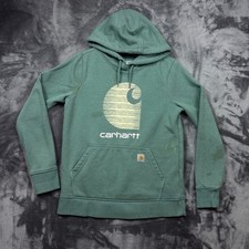 Carhartt Hoodie Womens S Green Rain Defender Relaxed Fit Graphic Logo Pullover