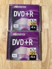 Lot of 2 New Memorex DVD R 4X 4.7GB 120 Min Recordable Discs Sealed Pack