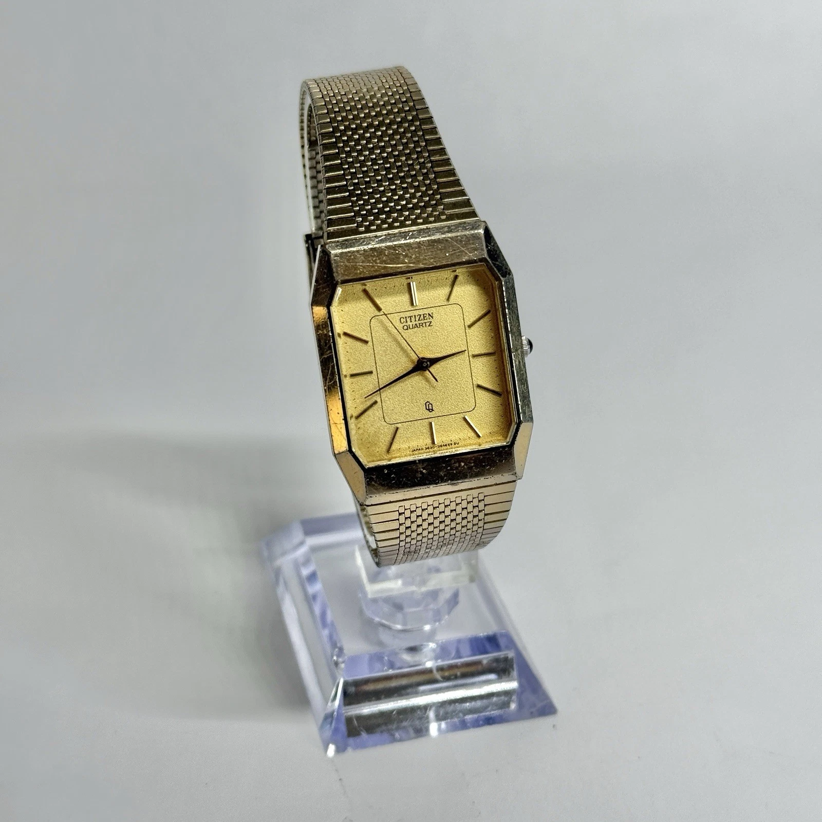 CITIZEN T4-362314 Analog Quartz Gold Tone Men Vintage Watch W604 *WORKING