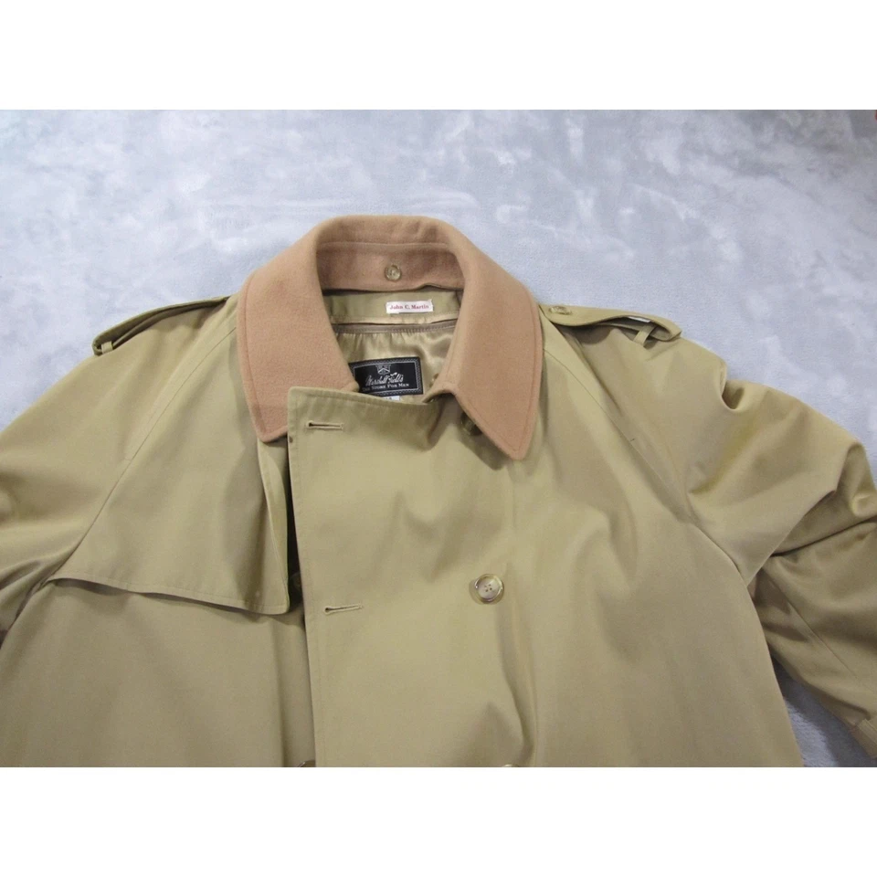 Marshall поле Тренч мужской 46 длиной желтовато-коричневый подпоясанный шерсти вкладыш сделано в США - Изображение 3 из 4