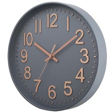 Esteopt Wall Clock 12 Silent Non-Ticking Modern L, Greyrosegold 