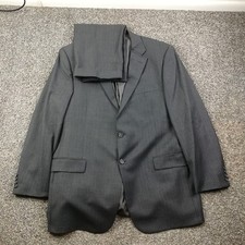 Hickey Freeman 46L Wool Pinstripe 2 PC Suit Milburn Gray Purple 38x31 USA Made