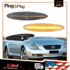For 2002-2010 Lexus SC430 Clear Front Amber LED Bumper Side Marker Fender Lights