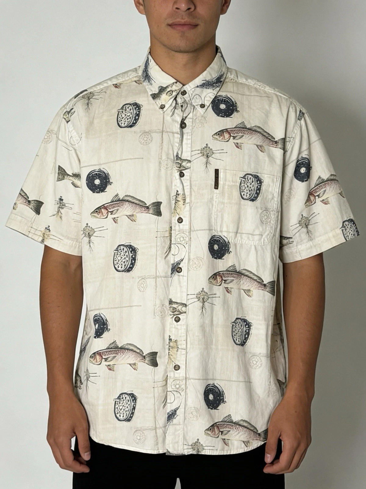 Fishing Shirt Men Large Button AOP
