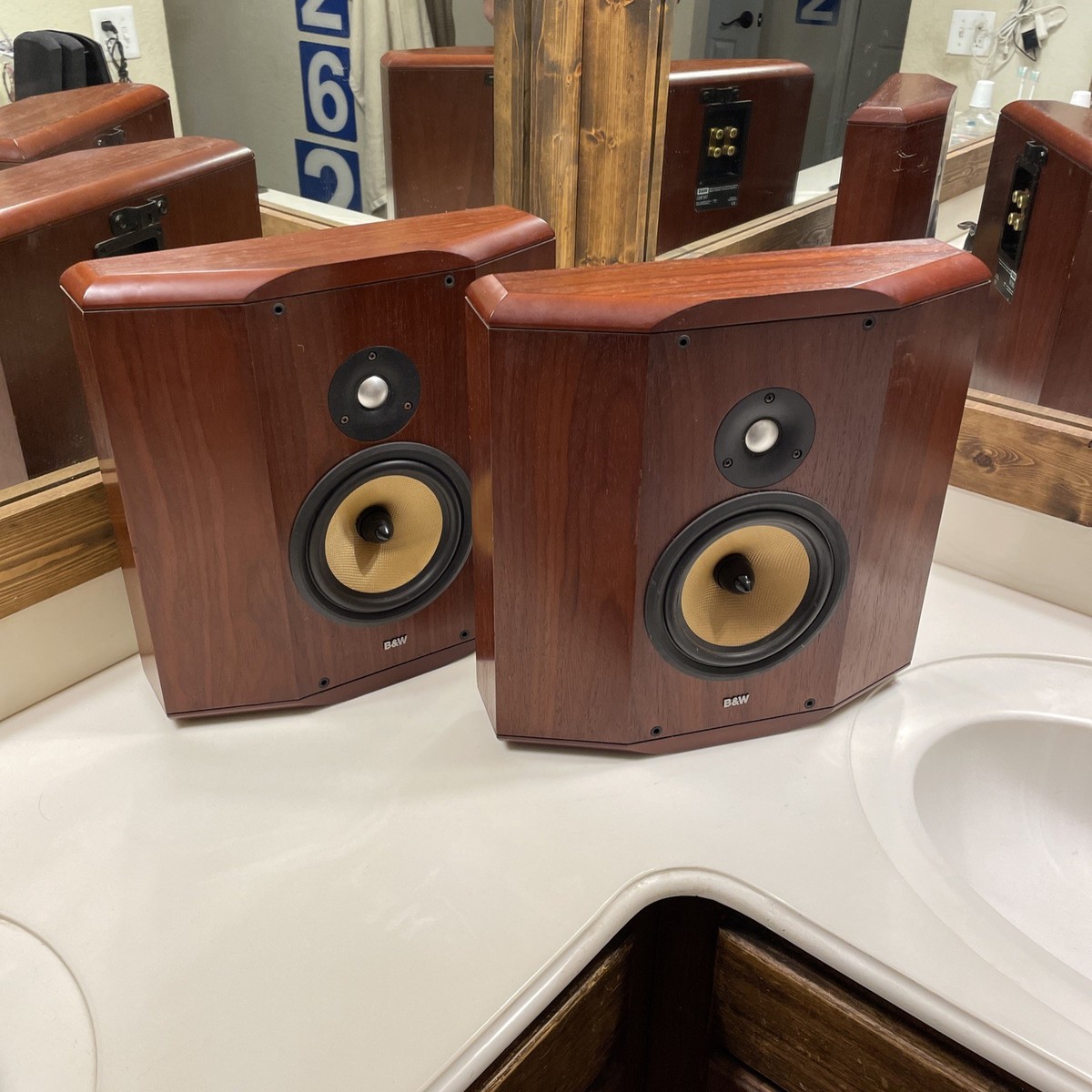 B&W Bowers Wilkins CDM SNT Walnut Wall Surround Speaker Pair