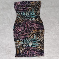 Love J Medium Off The Shoulder Black Colorful Bodycon Sleeveless Dress Strapless